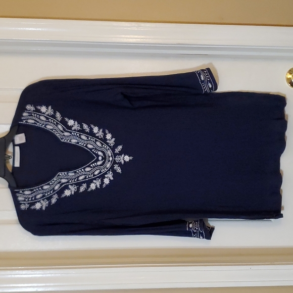 Navy Embroidered Tunic - Picture 2 of 7